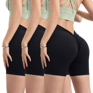 3 Pack High-waisted Butt-lifting Women's Sports Yoga Shorts, Women's Butt Lifting Shorts High Waist Tummy Control Yoga Shorts Ruched Booty Workout Short Leggings